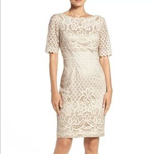 𝅺eliza J Ivory lace overlay dress Sz 4 - EUC